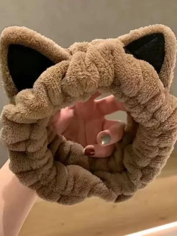 Bandeau de maquillage pour visage oreille de chat bain dessin animé mignon acrylique pour salle de bain