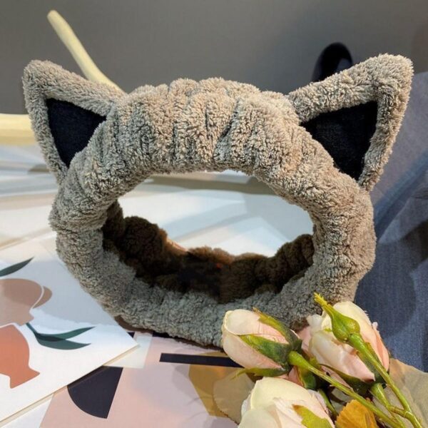 Bandeau de maquillage pour visage oreille de chat bain dessin animé mignon acrylique pour salle de bain