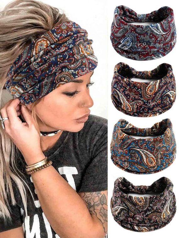 Bandeau de cheveux imprimé Paisley Boho