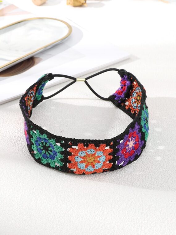 Bandeau Coloré En Tricot Avec Fleur Style Bohème