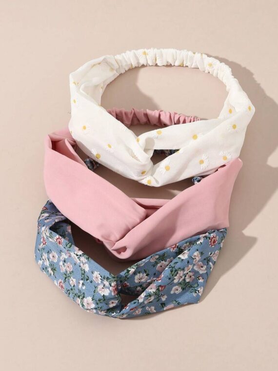 Bandeaux pour femmes à motif floral et rayé