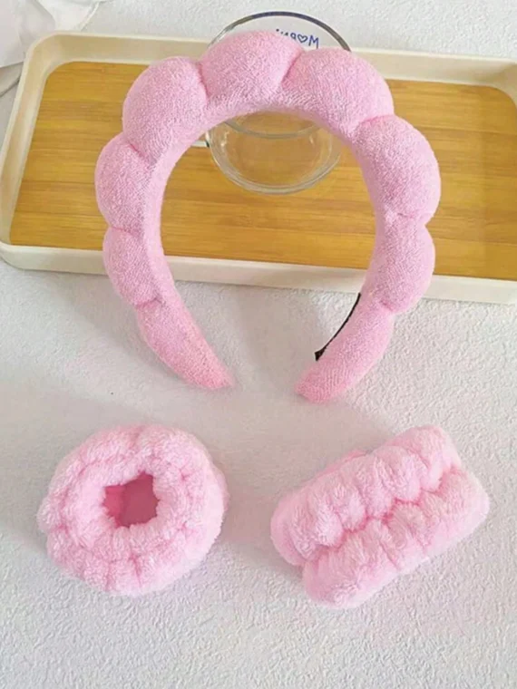 Ensemble de 3 bandeaux de bain solides et d\"un bracelet de bain