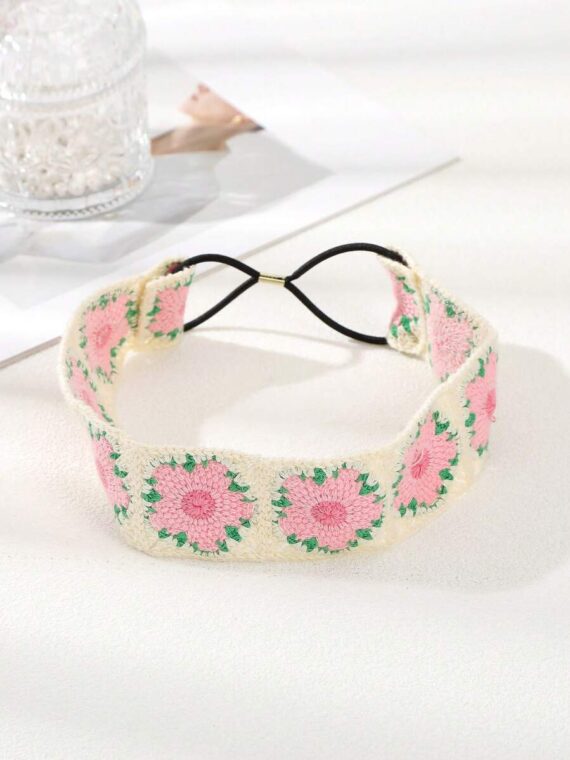 Bandeau Coloré En Tricot Avec Fleur Style Bohème