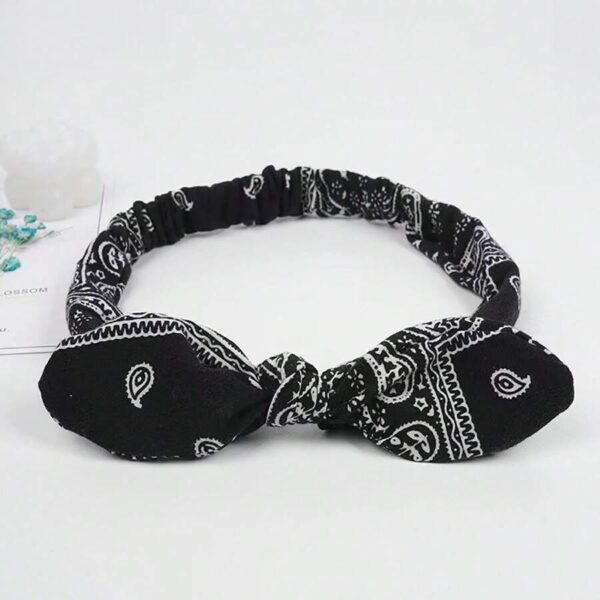 Boho 1 pièce Bandeau pour femme doux de couleur unie imprimé avec un design vintage de nœud croisé