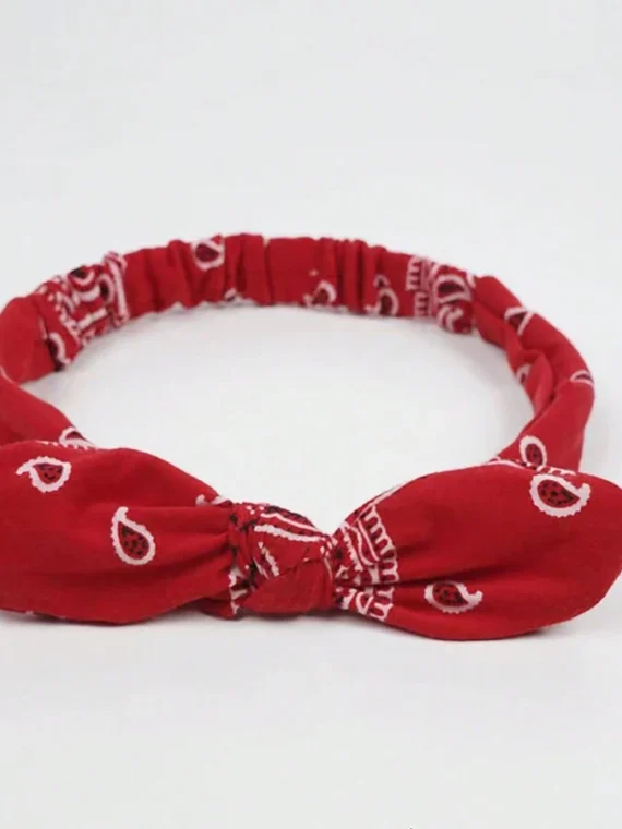 Boho 1 pièce Bandeau pour femme doux de couleur unie imprimé avec un design vintage de nœud croisé