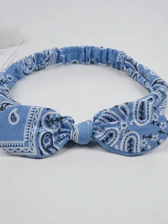 Boho 1 pièce Bandeau pour femme doux de couleur unie imprimé avec un design vintage de nœud croisé