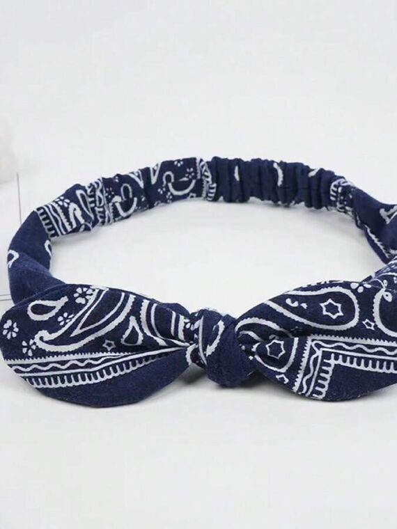 Boho 1 pièce Bandeau pour femme doux de couleur unie imprimé avec un design vintage de nœud croisé