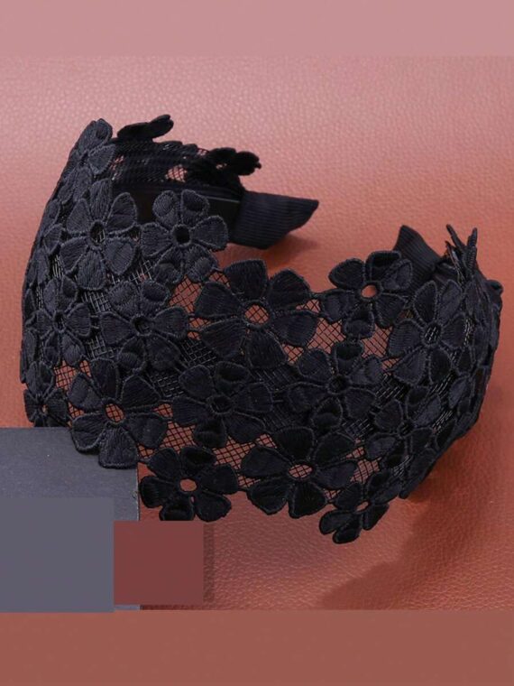 Bandeau élégant noir à fleurs