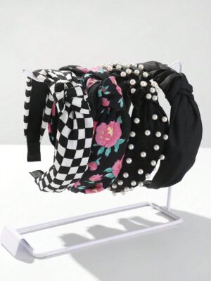 Bandeaux élégants Y2K en tissu avec perles