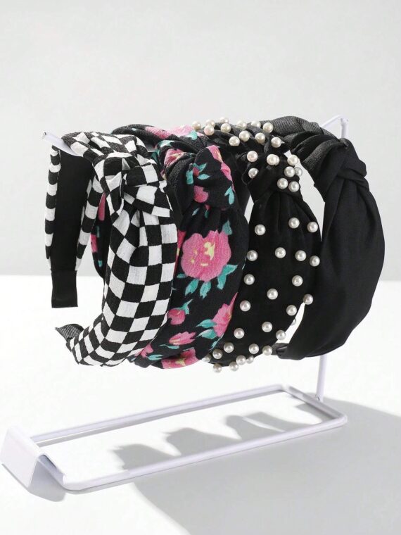 Bandeaux élégants Y2K en tissu avec perles