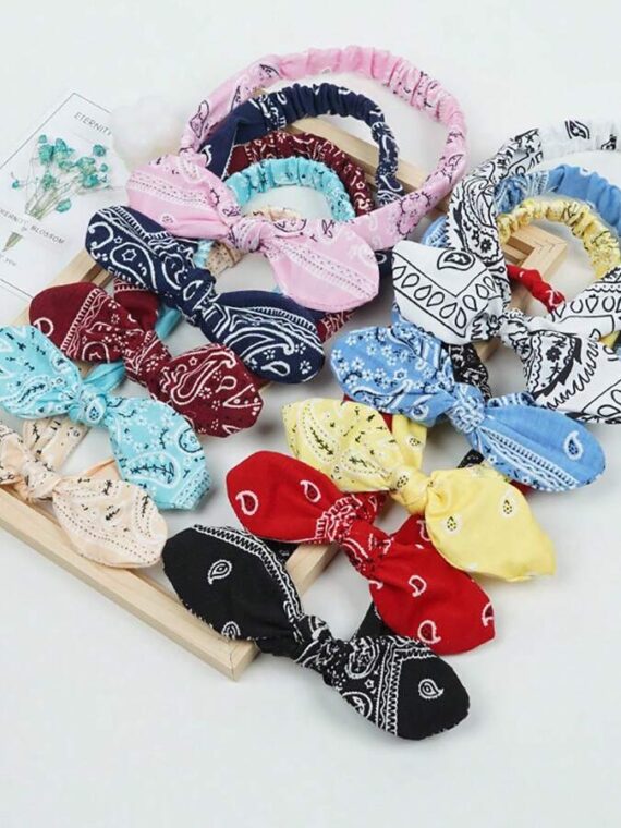 Boho 1 pièce Bandeau pour femme doux de couleur unie imprimé avec un design vintage de nœud croisé