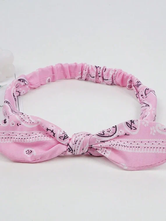 Boho 1 pièce Bandeau pour femme doux de couleur unie imprimé avec un design vintage de nœud croisé