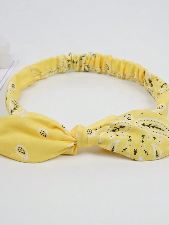 Boho 1 pièce Bandeau pour femme doux de couleur unie imprimé avec un design vintage de nœud croisé