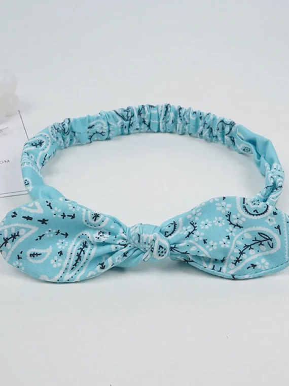 Boho 1 pièce Bandeau pour femme doux de couleur unie imprimé avec un design vintage de nœud croisé