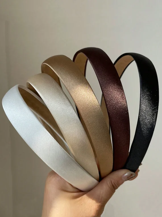 Lot de 5 bandeaux en satin unicolores doux et blancs