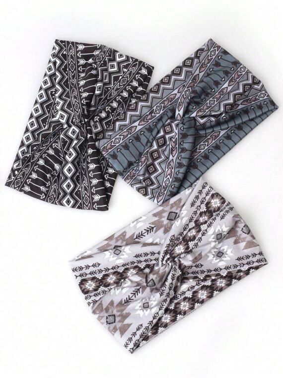 Serre-tête large bohème croisé motif cachemire pour femmes