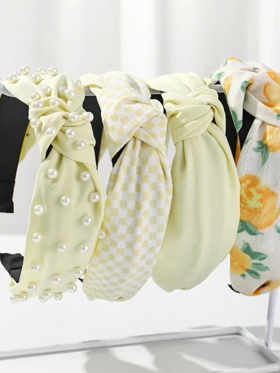 Bandeaux élégants Y2K en tissu avec perles
