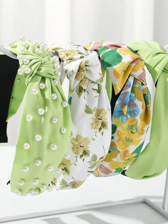Bandeaux élégants Y2K en tissu avec perles