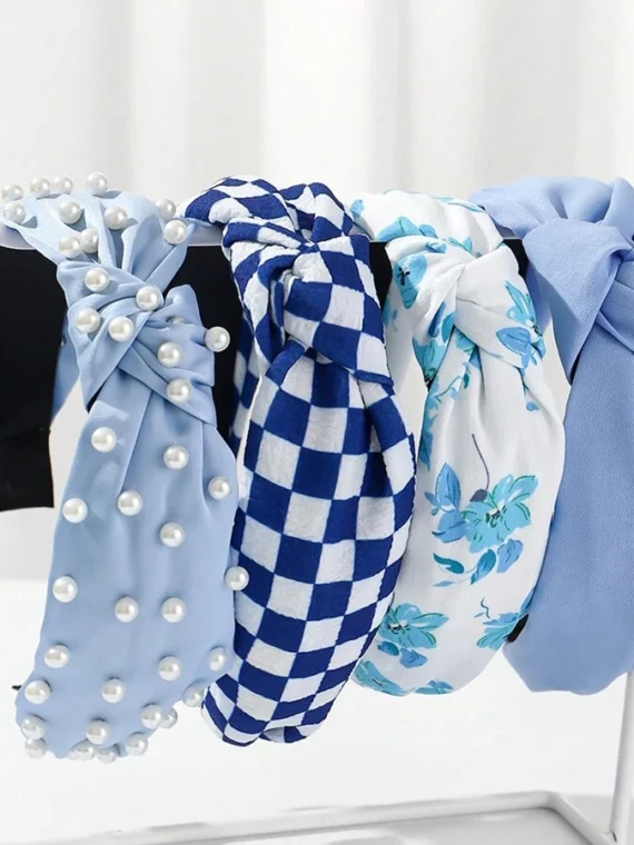 Bandeaux élégants Y2K en tissu avec perles