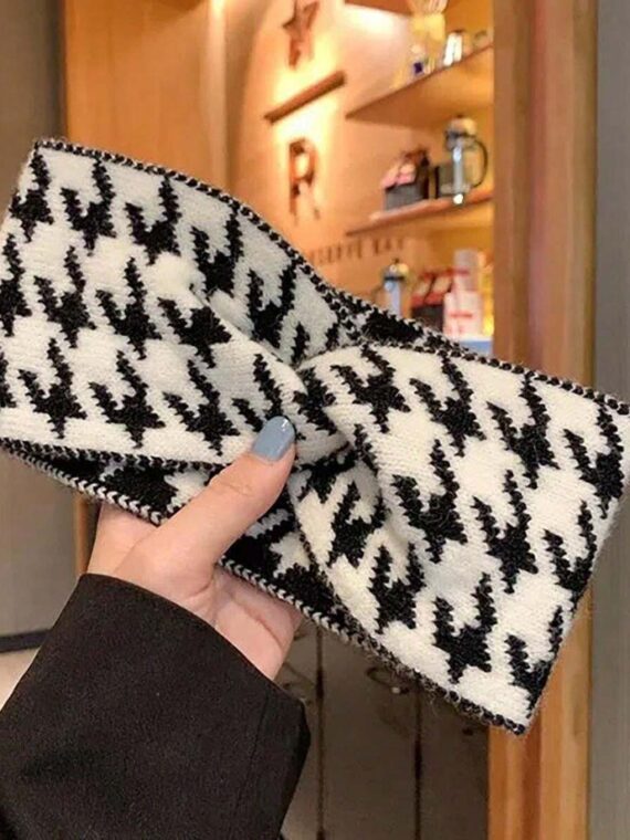 Bandeau noir et blanc en laine