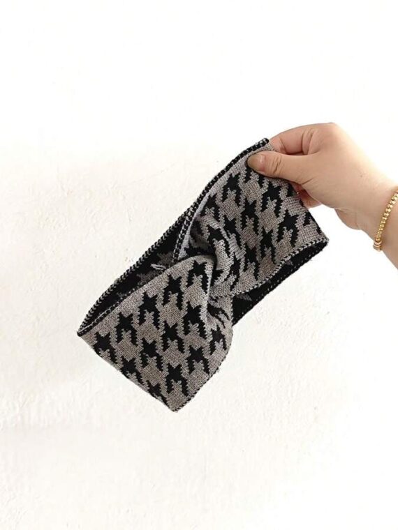 Bandeau noir et blanc en laine