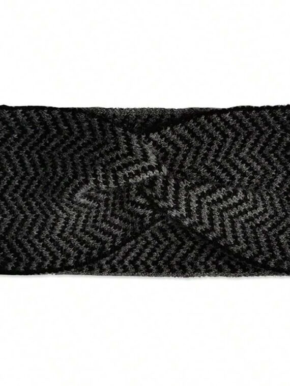 Bandeau noir et blanc en laine