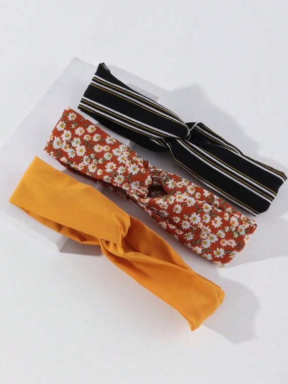 Bandeaux pour femmes à motif floral et rayé