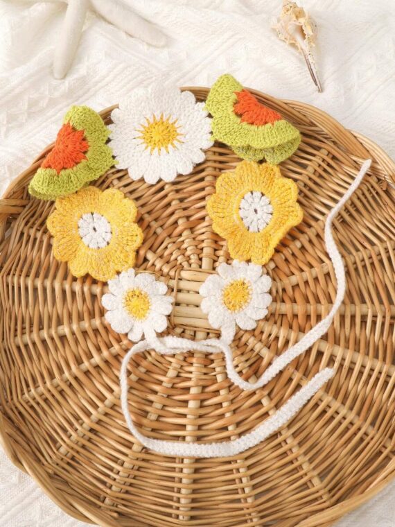 Bandeau à fleur tricoté creux de style bohème