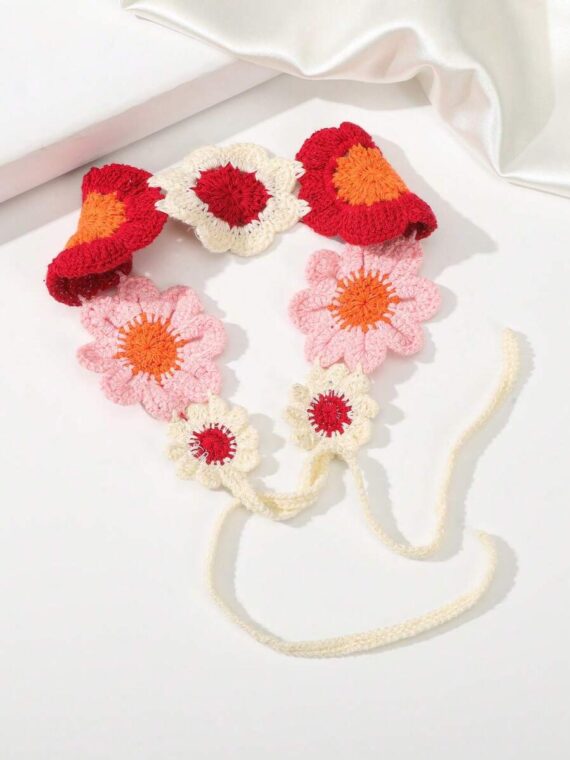 Bandeau à fleur tricoté creux de style bohème
