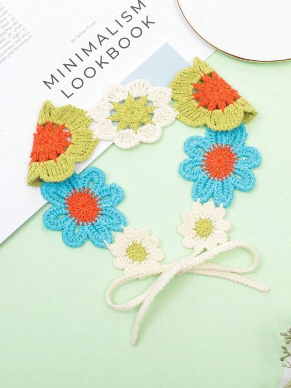 Bandeau à fleur tricoté creux de style bohème