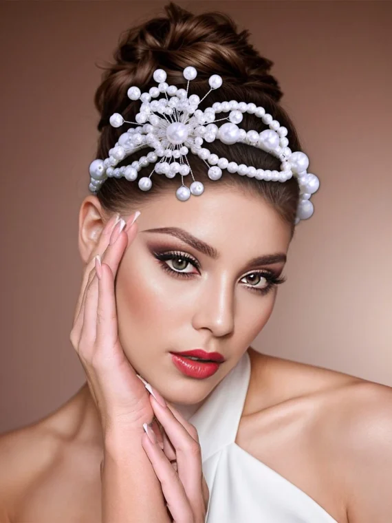 Serre-tête élégant à motif floral en fausse perle