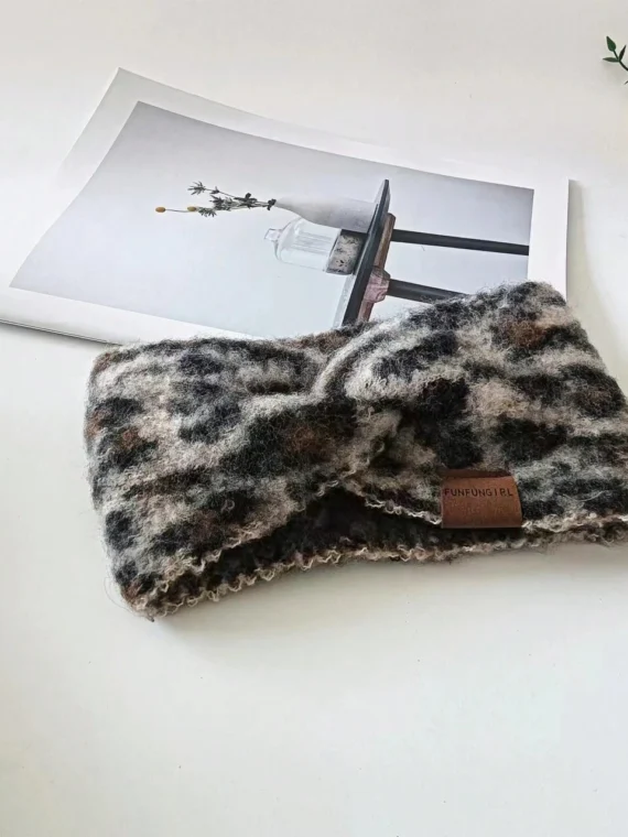 Bandeau tricoté à imprimé léopard vintage