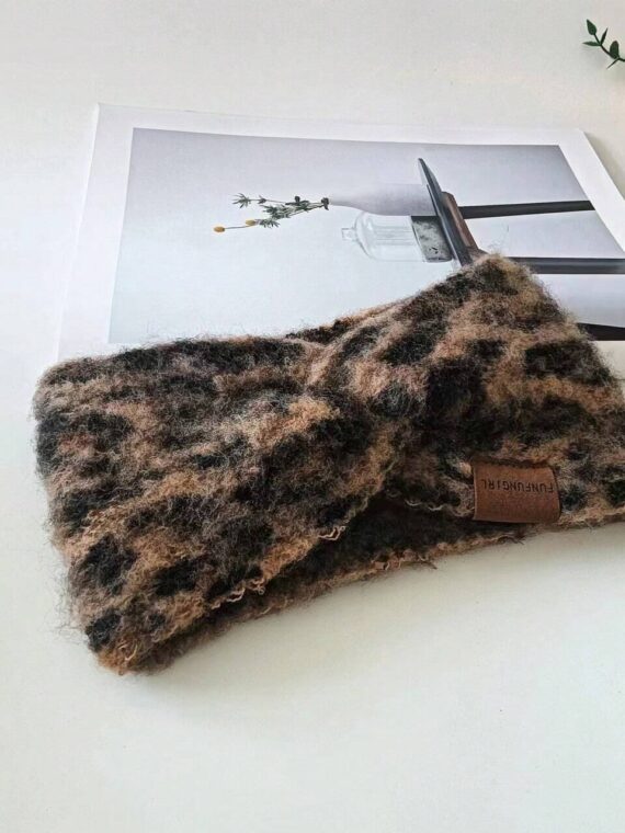 Bandeau tricoté à imprimé léopard vintage