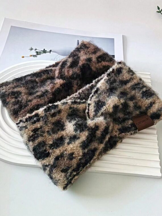 Bandeau tricoté à imprimé léopard vintage