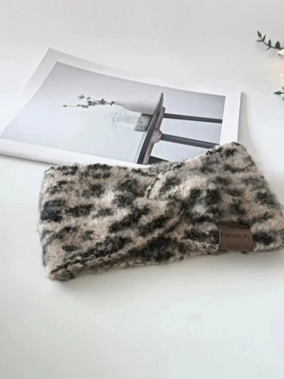 Bandeau tricoté à imprimé léopard vintage
