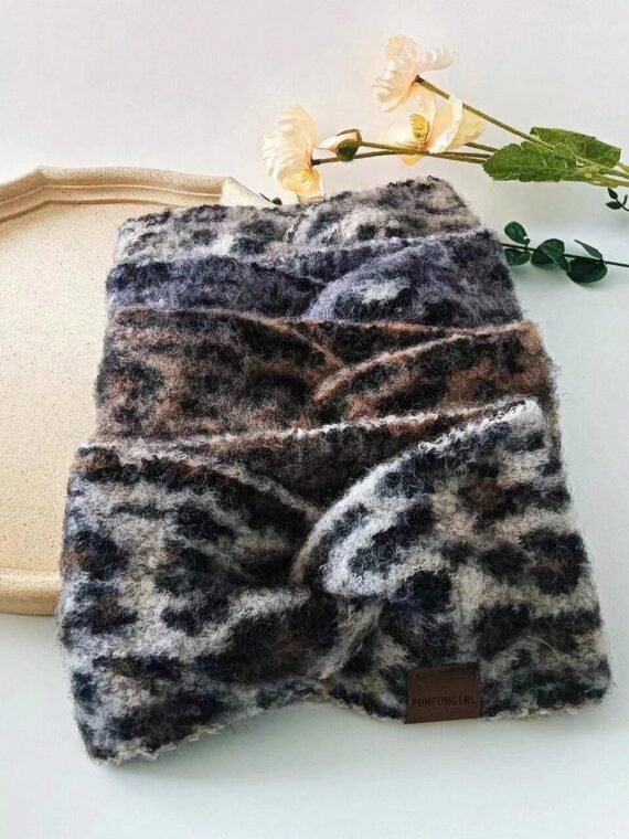Bandeau tricoté à imprimé léopard vintage