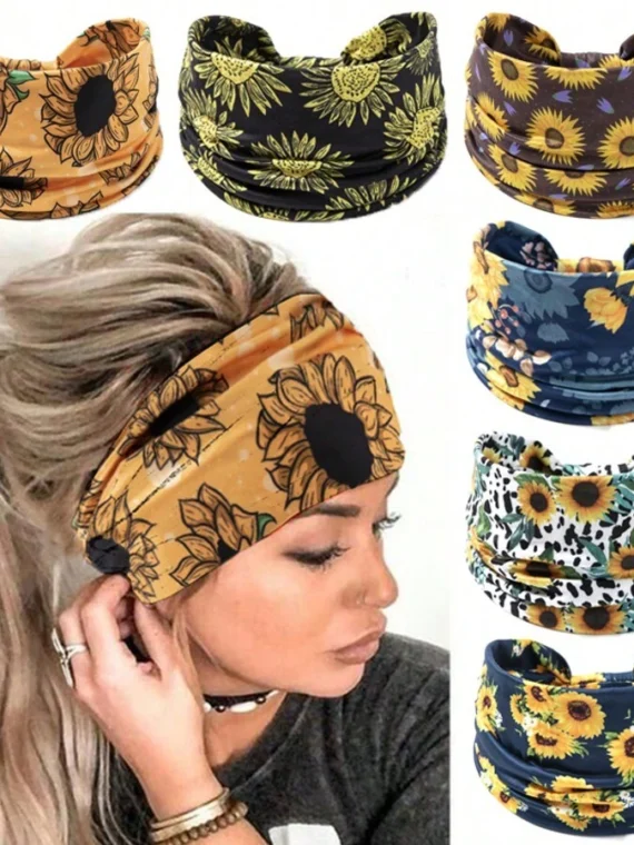 Nouveau bandeau de sport motif tournesol