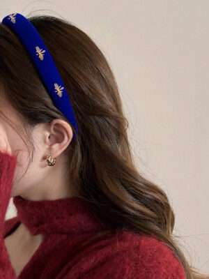 Bandeau rembourré en velours de couleur unie large 1 pièce